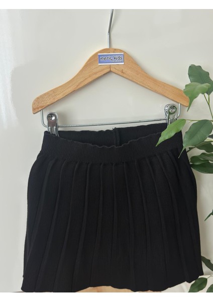Kız Çocuk Beli Lastikli Pileli Triko Trend Etek