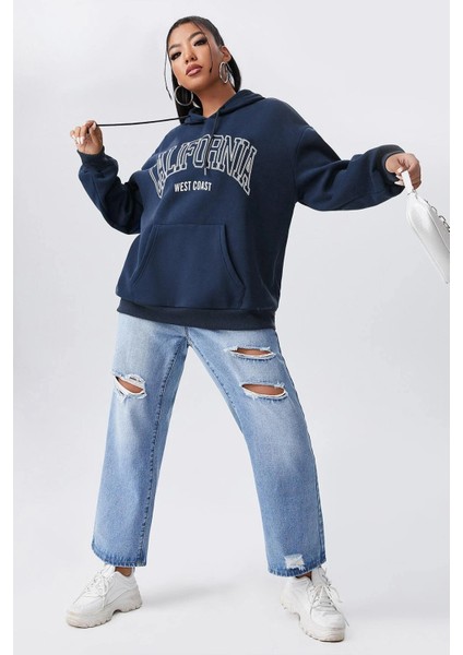 California Baskılı Oversize Sweatshirt