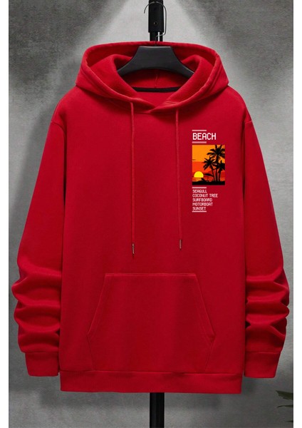 Beach Baskılı Oversize Sweatshirt