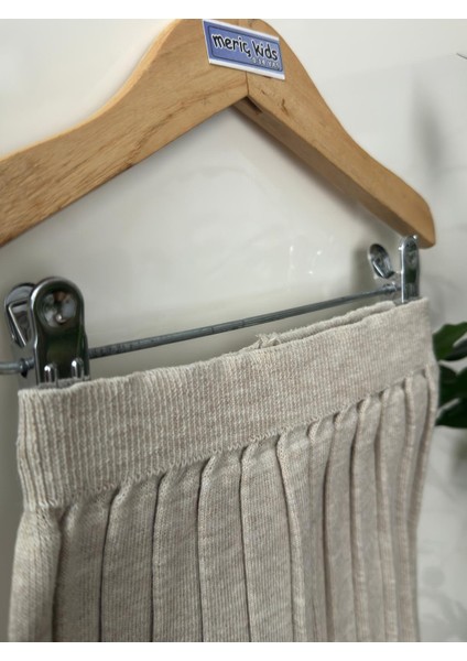 Kız Çocuk Beli Lastikli Pileli Triko Trend Etek modelleri
