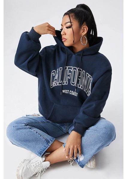 California Baskılı Oversize Sweatshirt