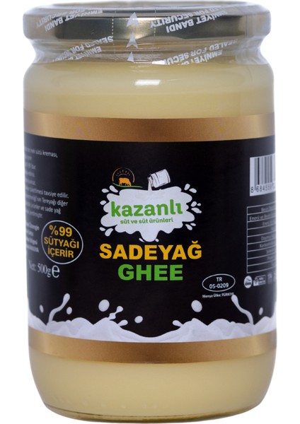 Kazanlı Sade Ghee Sade Yağ Laktozsuz Saf Yağ 500 gr - Laktozsuz, Katkısız, Bebek ve Çocuklara Uygun Sağlıklı Sade Yağ