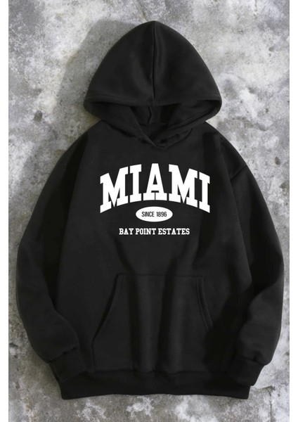 Uygun Tarz Miami Baskılı Oversize Sweatshirt