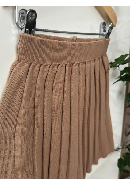 Kız Çocuk Beli Lastikli Pileli Triko Trend Etek modelleri