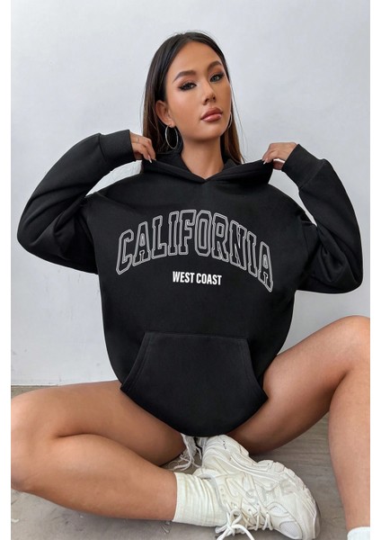 California Baskılı Oversize Sweatshirt