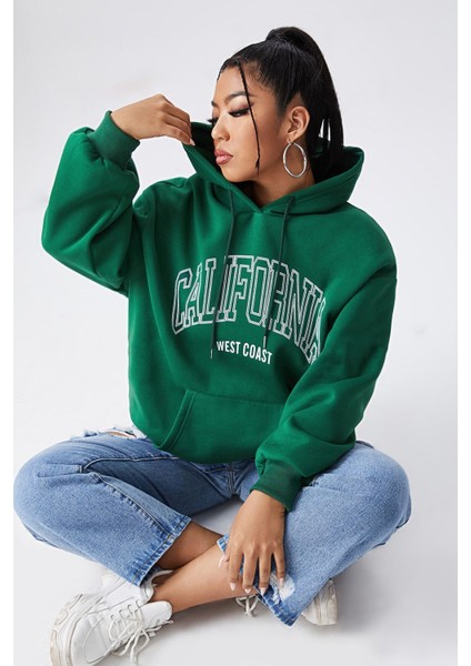 California Baskılı Oversize Sweatshirt