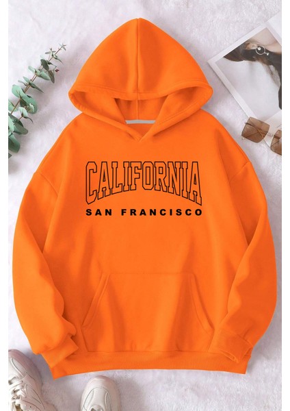 California Baskılı Oversize Sweatshirt