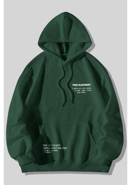 Uygun Tarz The Happiest Baskılı Oversize Sweatshirt