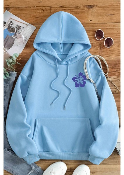 Uygun Tarz Ocean Beach Baskılı Oversize Sweatshirt fiyatları