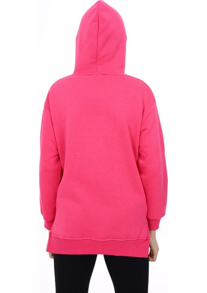 Kız Çocuk Kalp Baskılı Kapüşonlu Sweatshirt PX092.1