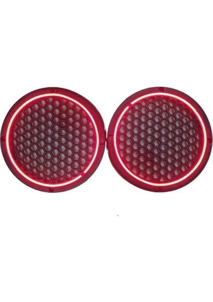 Damla 20CM Neon LED Işıklı Midrange Hoparlör Kapağı Çiftli (2ADET) Kırmızı