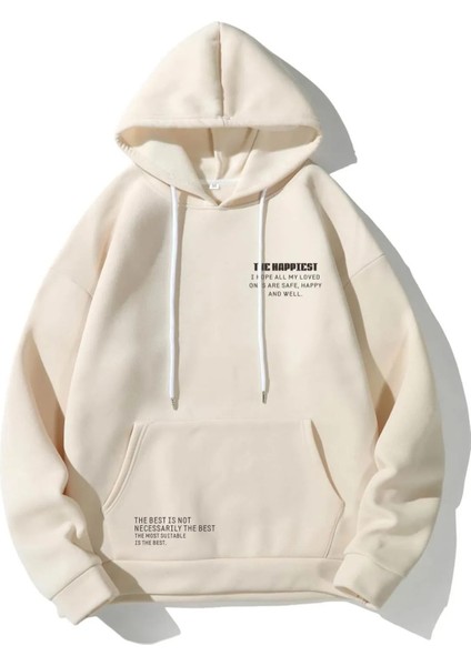 Uygun Tarz The Happiest Baskılı Oversize Sweatshirt