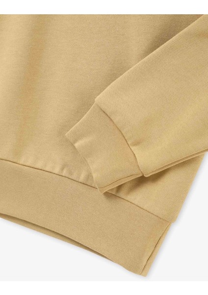 Erkek Klasik Fit Bisiklet Yaka Bej Sweatshirt