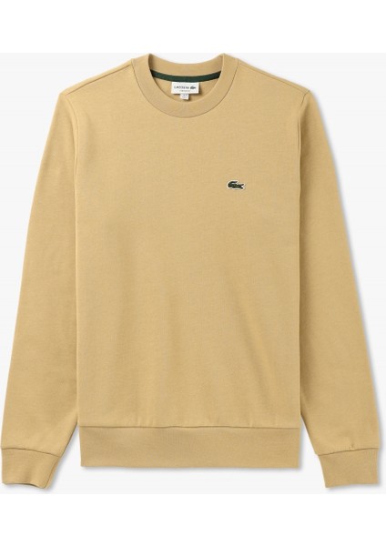 Erkek Klasik Fit Bisiklet Yaka Bej Sweatshirt