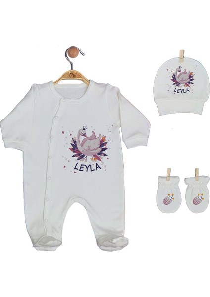 %100 Pamuk Organik Baskılı Isimli Bebek Seti Tulum, Şapka, Eldiven, Battaniye fiyatları