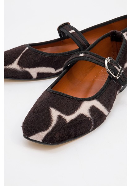 Cruze Siyah Desenli Kadın Babet Ayakkabı modelleri