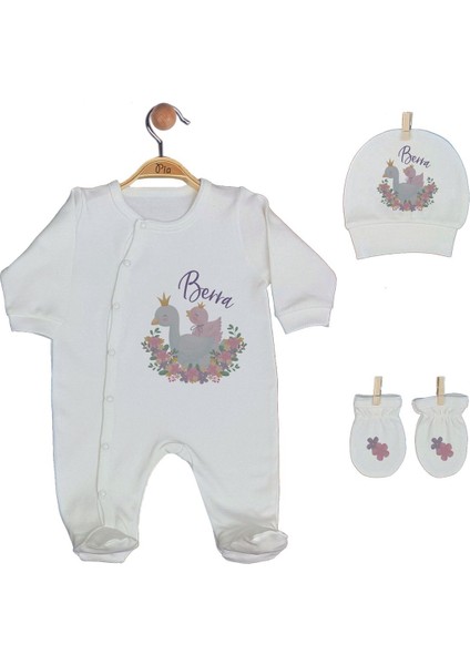 %100 Pamuk Organik Baskılı Isimli Bebek Seti Tulum, Şapka, Eldiven, Battaniye fiyatları