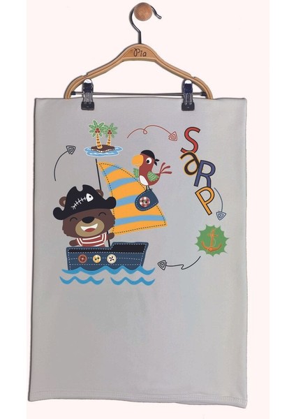 Ekru Renk Organik Baskılı %100 Pamuk Tulum, Şapka, Eldiven, Battaniye Isimli Bebek Seti modelleri