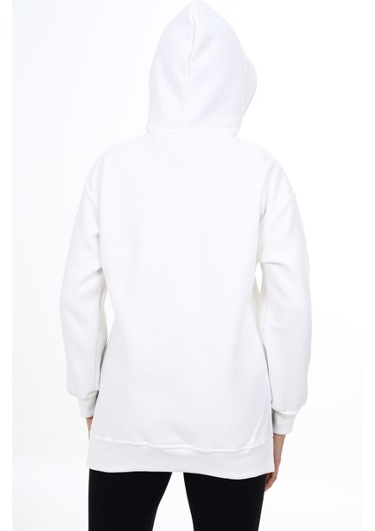 Kız Çocuk Kalp Baskılı Kapüşonlu Sweatshirt PX092