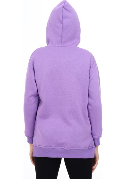 Kız Çocuk Kalp Baskılı Kapüşonlu Sweatshirt PX092.3