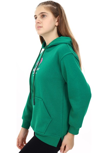 Kız Çocuk Tavşan Baskılı Kapüşonlu Sweatshirt PX872.7