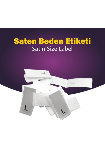 Giyim Etiketi / L Beden Beyaz Renk Saten Kumaş Orta Katlama - 1000 Adet