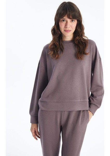 Lcw Vision Bisiklet Yaka Düz Oversize Kadın Sweatshirt