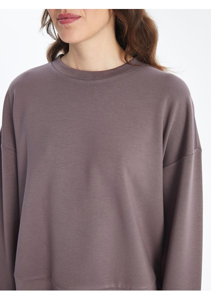 Lcw Vision Bisiklet Yaka Düz Oversize Kadın Sweatshirt modelleri