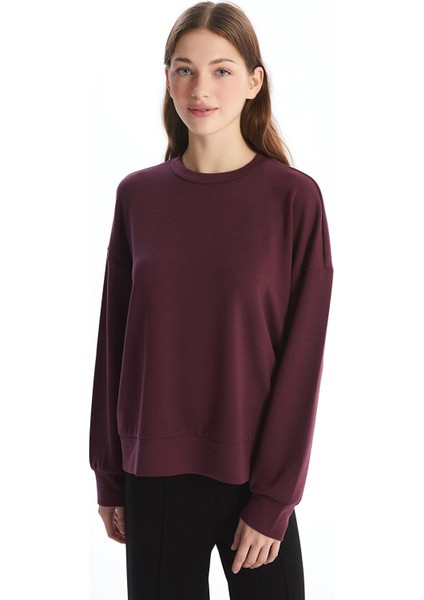 Lcw Vision Bisiklet Yaka Düz Oversize Kadın Sweatshirt