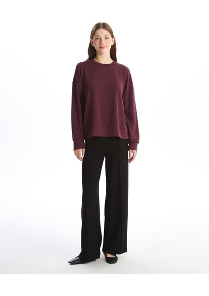 Lcw Vision Bisiklet Yaka Düz Oversize Kadın Sweatshirt