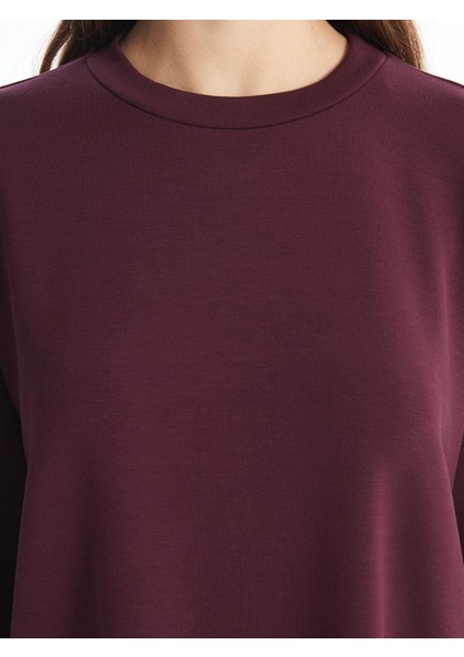 Lcw Vision Bisiklet Yaka Düz Oversize Kadın Sweatshirt