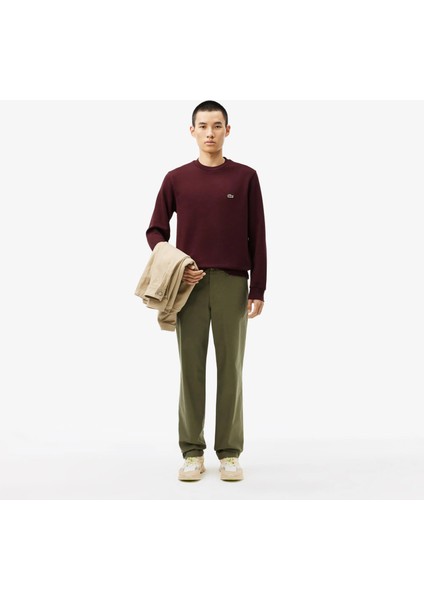 Erkek Klasik Fit Bisiklet Yaka Bordo Sweatshirt fırsatları