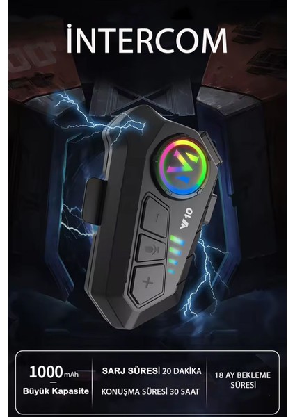 V10 Kablosuz Motosiklet Kask Kulaklık Intercom