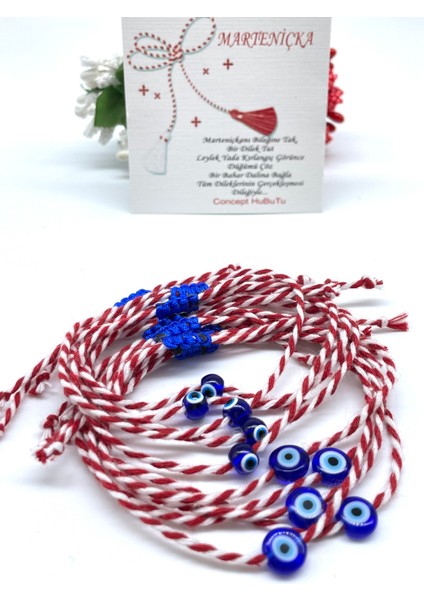 10’lu Nazar Boncuğu Yılbaşı Hediyelik Kartlı Jelatinli Marteniçka Bilekliği Seti fiyatları