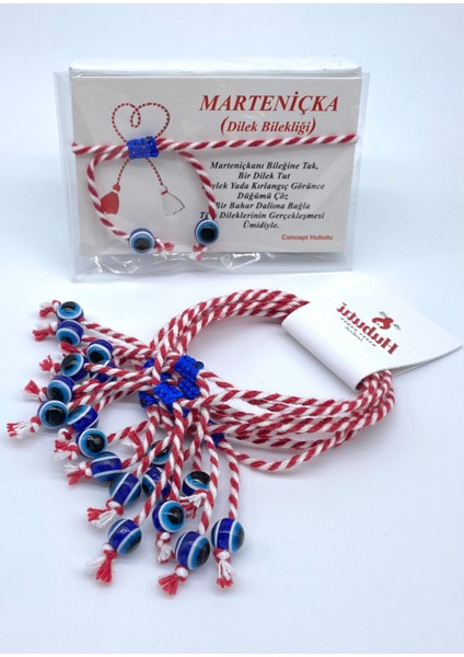 10’lu Nazar Boncuğu Yılbaşı Hediyelik Kartlı Jelatinli Marteniçka Bilekliği Seti