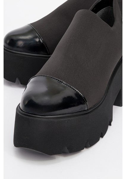 Grena Siyah Rugan Scuba Kadın Kalın Tabanlı Günlük Ayakkabı modelleri