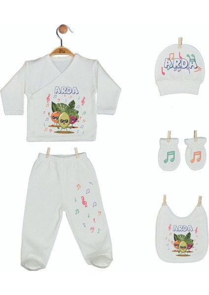 5'li Organik Baskılı %100 Pamuk Isme Özel Bebek Hastane Çıkışı