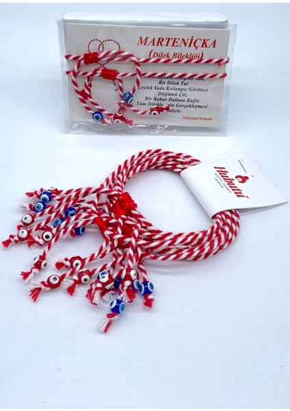 10’lu Nazar Boncuğu Yılbaşı Hediyelik Kartlı Jelatinli Marteniçka Bilekliği Seti