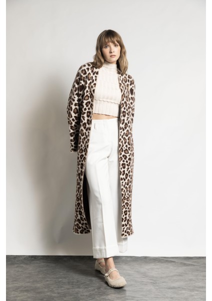 Kadın Taş Leopar Desenli Uzun Hırka fırsatları