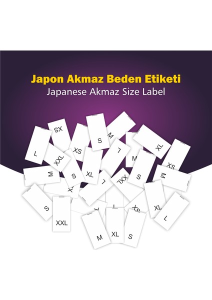 Giyim Etiketi / M Beden Beyaz Renk Japon Akmaz Kumaş Düz Kesim - 1000 Adet