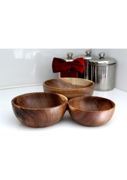 Ahşap Akasya 3lü Kase Takımı