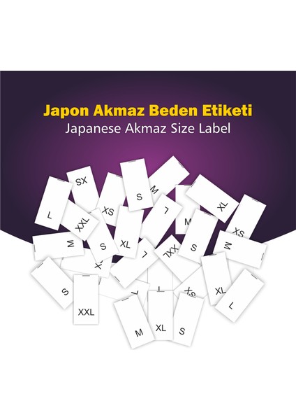 Giyim Etiketi / XL Beden Beyaz Renk Japon Akmaz Kumaş Düz Kesim - 1000 Adet