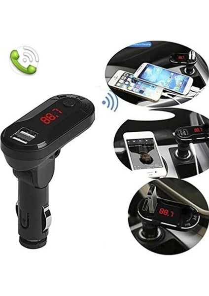 USB Bağlantı Girişli Bluetooth Araç Kiti Çakmaklık Fm Transmitter Cihazı