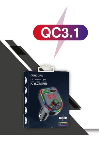 C-613 Bluetooth Fm Transmitter Uyumlu Siyah