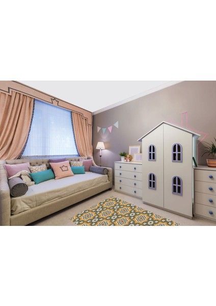 Kendinden Yapışkanlı Yeşil Yıldız Metraj Desenli Pvc Karo 15 x 15 cm 10'lu Paket