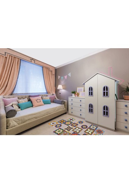 Kendinden Yapışkanlı Karnaval Desenli Pvc Karo 20 x 20 cm 6'lı Paket