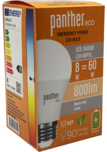 Eco 8W Acil Durum Şarjlı LED Ampul