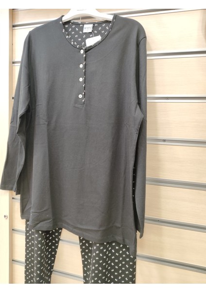 %100 Pamuk Uzun Kol Kadın Pijama Takım 14715