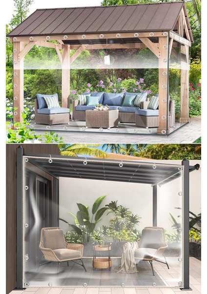 2.2x8.2 Metre Şeffaf Balkon Perdesi, Kış Bahçesi Şeffaf Mika modelleri