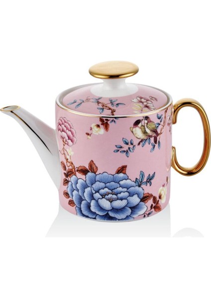 Floral Pink Porselen Demlik Teapot Çaydanlık